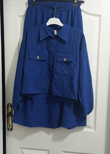 Lacivert Keten Mini Gömlek - Görsel 3