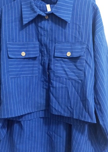 Lacivert Keten Mini Gömlek - Görsel 4