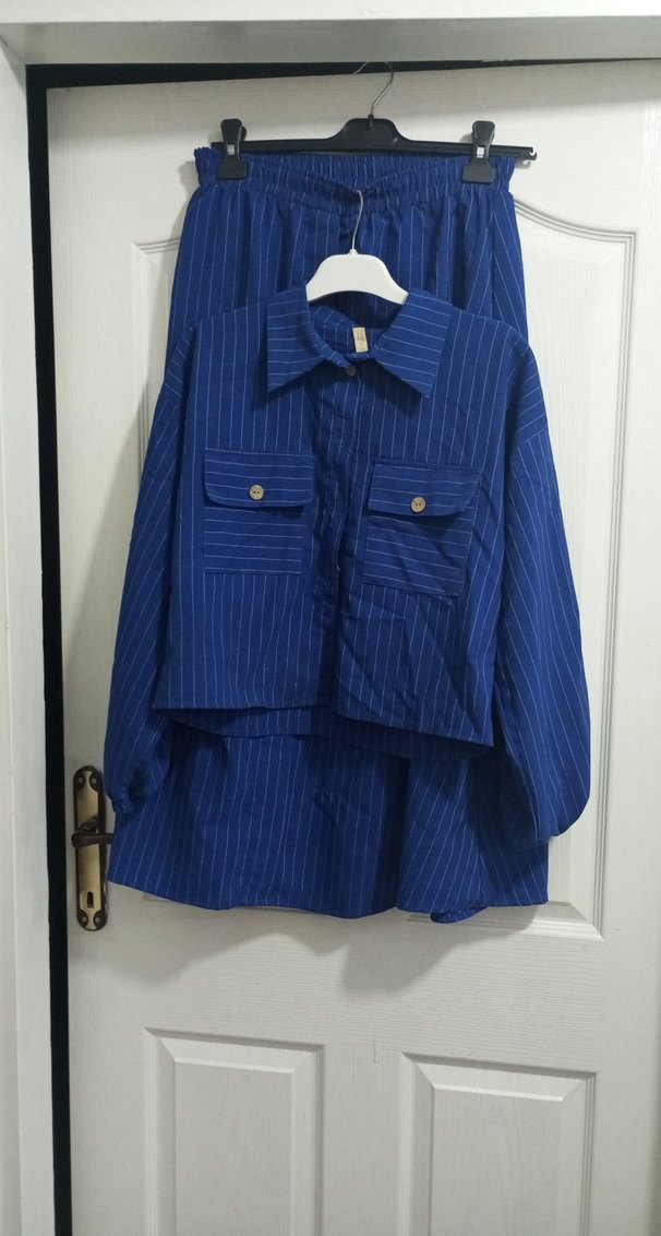 Lacivert Keten Mini Gömlek - Görsel 2