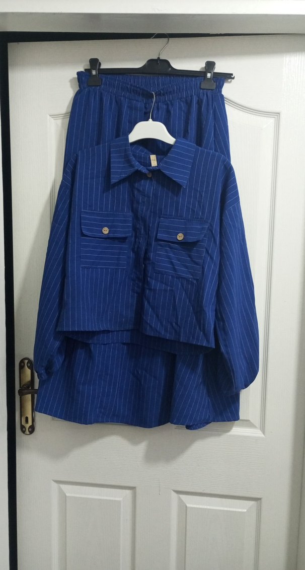 Lacivert Keten Mini Gömlek - Görsel 3