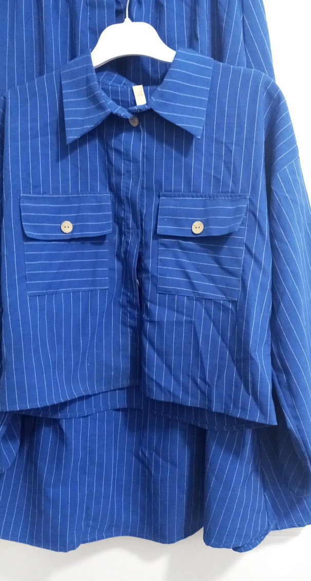 Lacivert Keten Mini Gömlek - Görsel 4