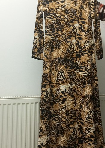 Kahverengi Yılan Desenli Uzun Elbise yeni . hiç giyilmedi - Görsel 3
