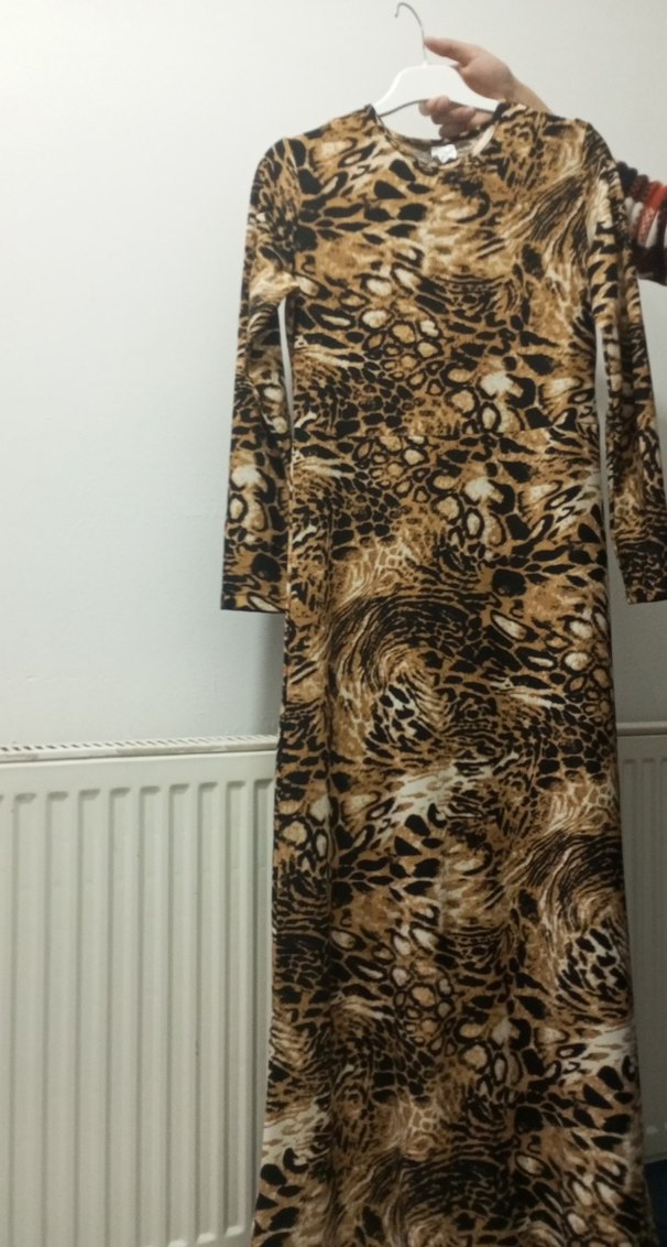 Kahverengi Yılan Desenli Uzun Elbise yeni . hiç giyilmedi - Görsel 2