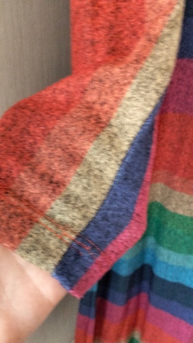 Çizgili Uzun Kollu Bohem Uzun Elbise - Görsel 3