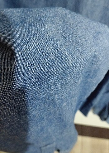 Erkek Mavi Denim Gömlek Düğmeli - Görsel 4