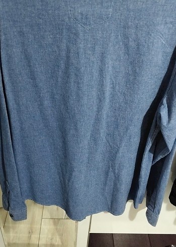 Erkek Mavi Denim Gömlek Düğmeli - Görsel 3