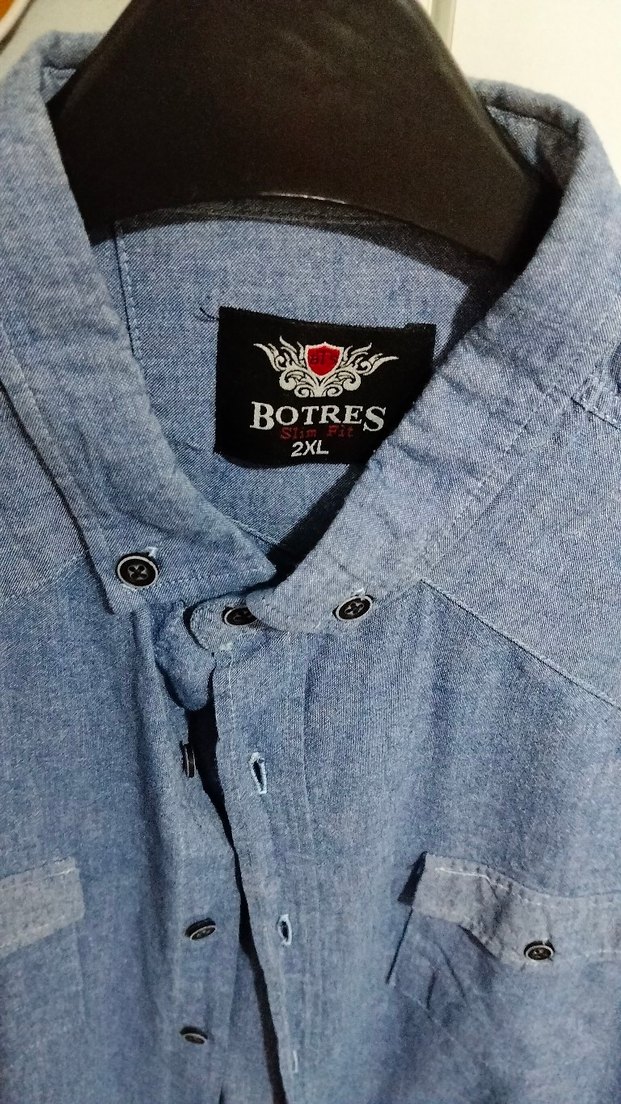 Erkek Mavi Denim Gömlek Düğmeli - Görsel 2