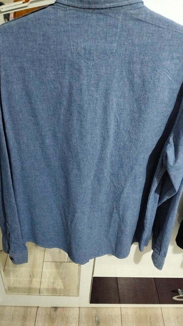 Erkek Mavi Denim Gömlek Düğmeli - Görsel 3