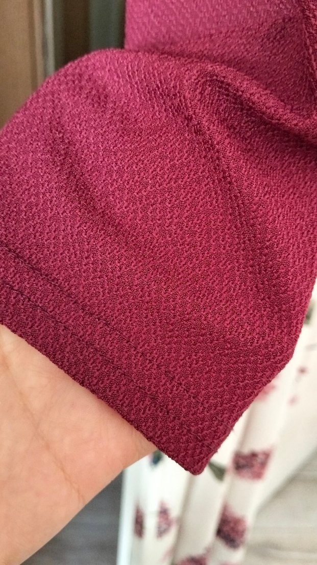 Bordo Çiçek Desenli Uzun Bohem Elbise - Görsel 4