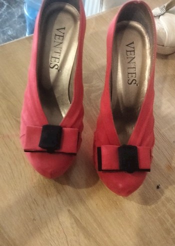 mercan renk Kadın Süet Topuklu Ayakkabı - Görsel 3