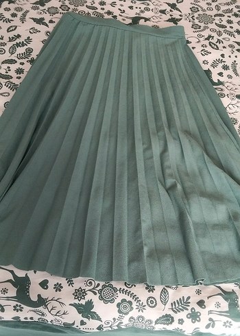 Yeşil Pilili Uzun Kadın Etek 36 38 beden - Görsel 2