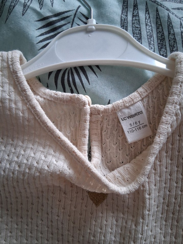 Bej Uzun Kollu  Kız Elbise - Görsel 2