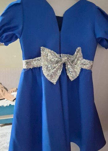 Kemerli Parlak Mavi Kız Elbisesi - Görsel 2