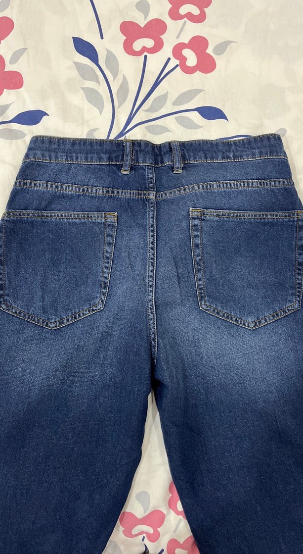 Kadın Mavi Koyu Renk Düğmeli Kot Şort - Görsel 4