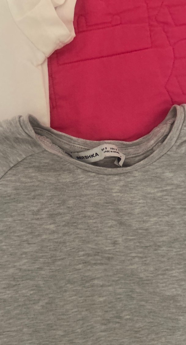 Gri Kısa Kollu Pamuklu Hamile Tişörtü - Görsel 2