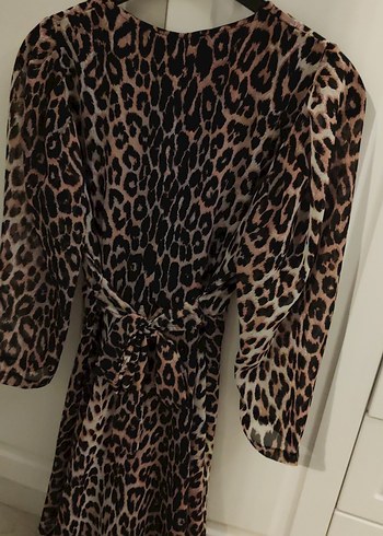 Leopar Desenli Uzun Kollu Mini Elbise - Görsel 2