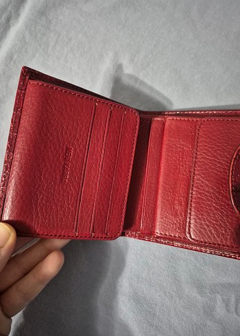 Parlak Kırmızı Yılan Desenli Deri Kadın Cüzdanı - Görsel 5