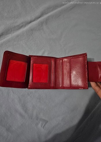 Parlak Kırmızı Yılan Desenli Deri Kadın Cüzdanı - Görsel 2