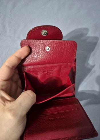 Parlak Kırmızı Yılan Desenli Deri Kadın Cüzdanı - Görsel 3