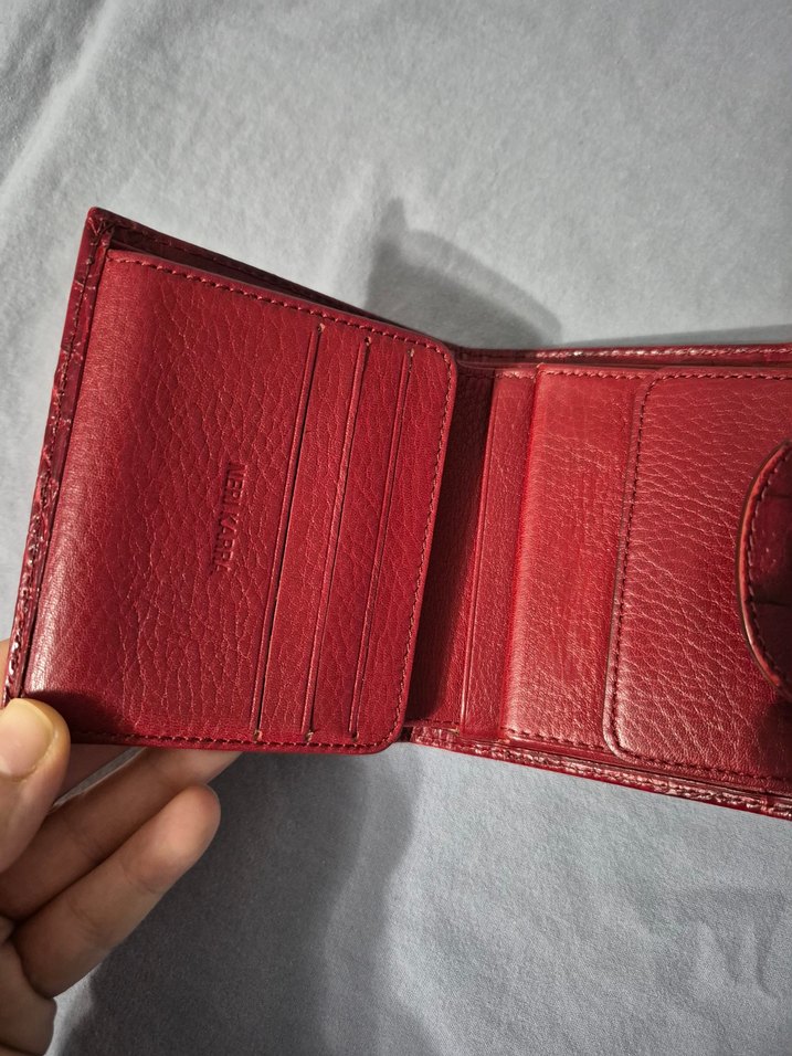 Parlak Kırmızı Yılan Desenli Deri Kadın Cüzdanı - Görsel 5
