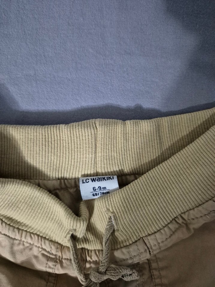 Bej Erkek Çocuk Bol Kesim Keten Pantolon - Görsel 2