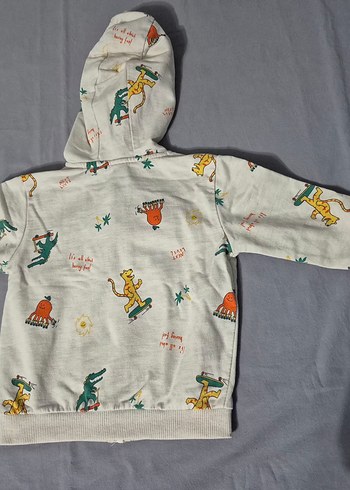 Kapüşonlu Fermuarlı Renkli Baskılı Erkek Çocuk Sweatshirt - Görsel 3