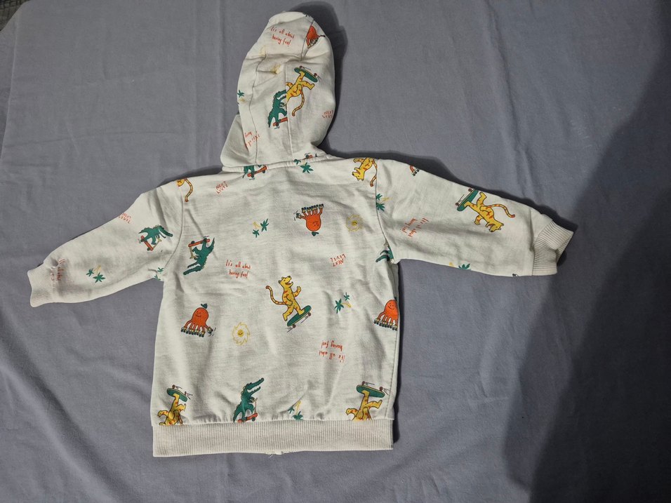 Kapüşonlu Fermuarlı Renkli Baskılı Erkek Çocuk Sweatshirt - Görsel 3