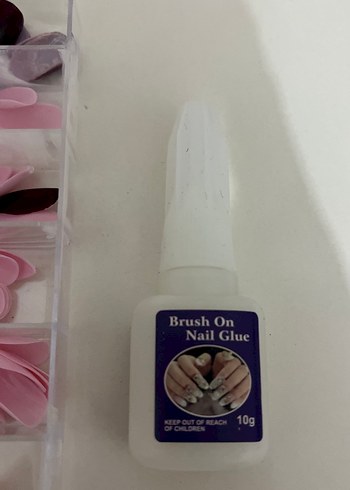 Pastel Pembe Tırnak Süsleri ve Yapıştırıcı Seti - Görsel 3