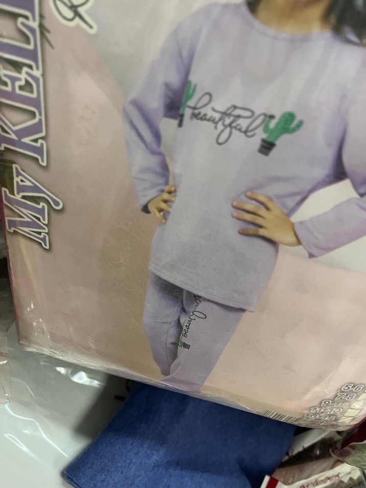 Uzun Kollu Mavi Kız Çocuk pijama takımı - Görsel 2