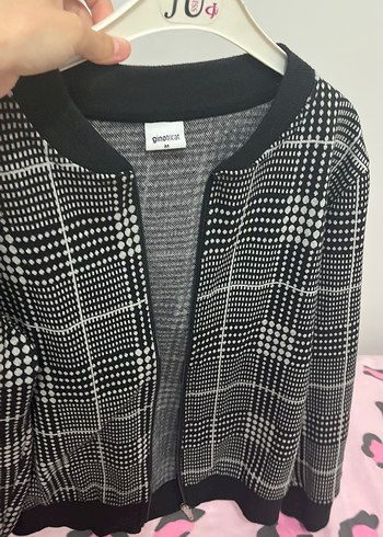 Kadın Siyah Beyaz Fermuarlı Mini Ceket - Görsel 2