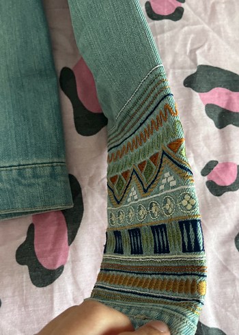 Nakışlı Bohem Kadın Denim Ceket - Görsel 6