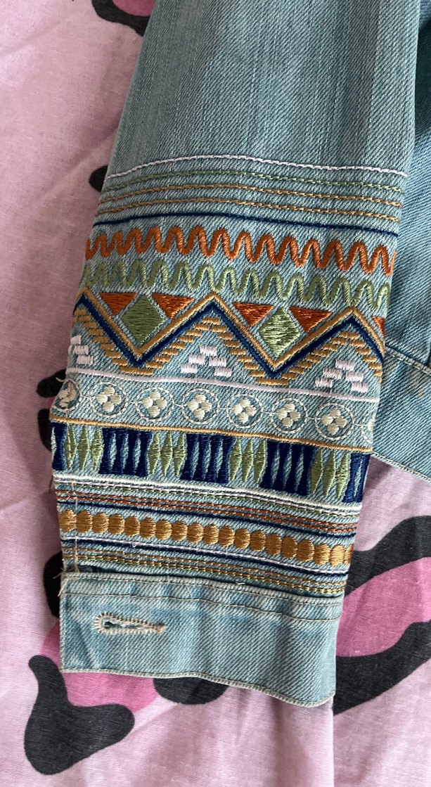 Nakışlı Bohem Kadın Denim Ceket - Görsel 2