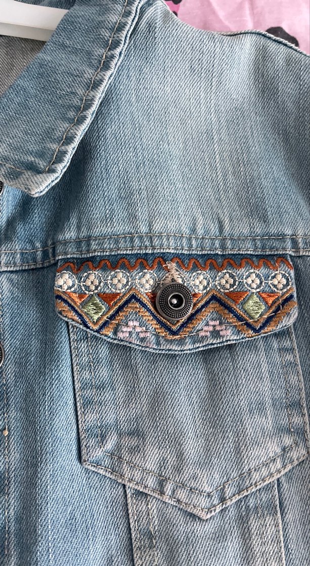 Nakışlı Bohem Kadın Denim Ceket - Görsel 4