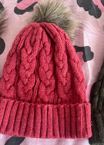 3lü Örgü Kadın Bere - Çok Renkli, Ponponlu - Görsel 3