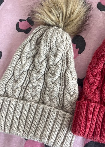 3lü Örgü Kadın Bere - Çok Renkli, Ponponlu - Görsel 4