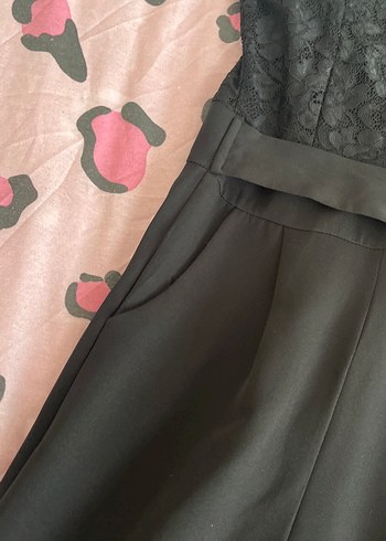 Dantel Detaylı Straplez Uzun Tulum - Görsel 4