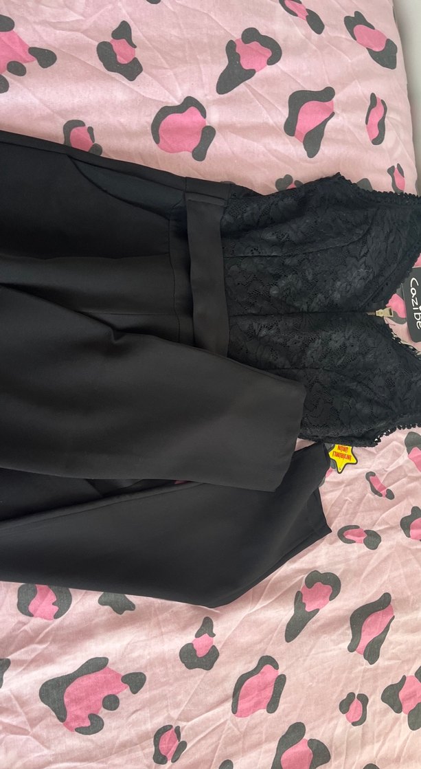 Dantel Detaylı Straplez Uzun Tulum - Görsel 5