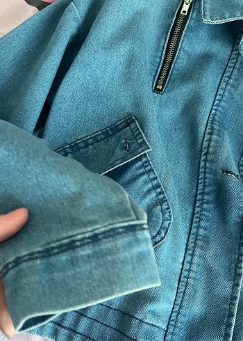 Mavi Düğmeli Kadın Denim Ceket - Görsel 4