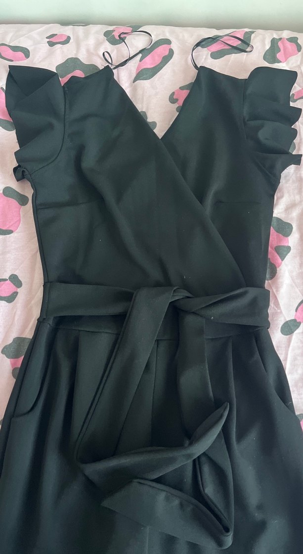 Kadın Siyah Midi Straplez Tulum - Görsel 3