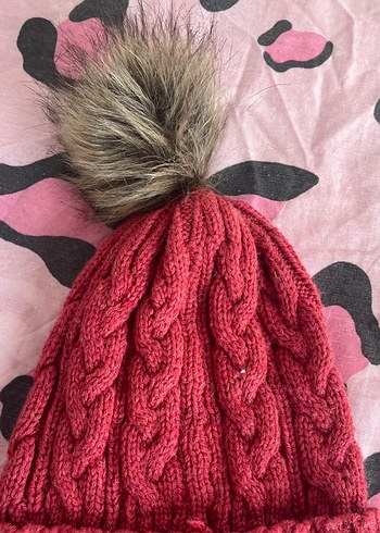 Peluş Detaylı Pembe Örgü Kadın Bere - Görsel 4