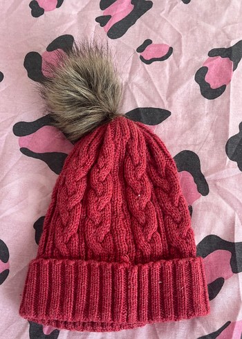 Peluş Detaylı Pembe Örgü Kadın Bere - Görsel 2