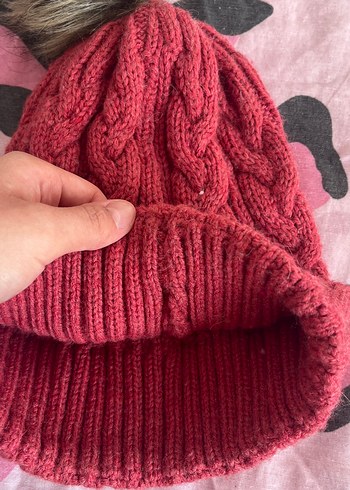 Peluş Detaylı Pembe Örgü Kadın Bere - Görsel 3