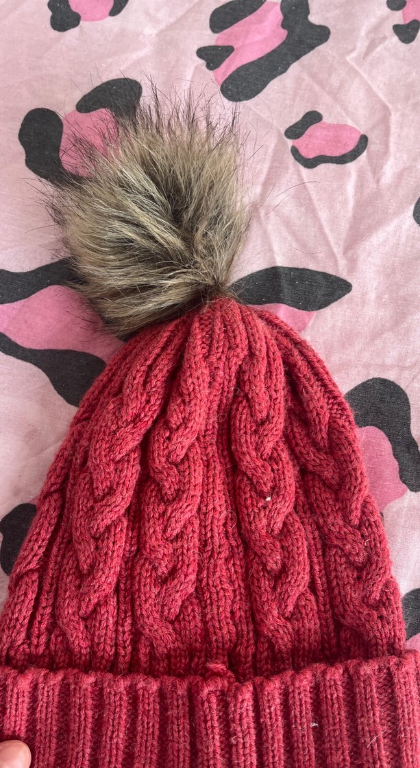 Peluş Detaylı Pembe Örgü Kadın Bere - Görsel 4