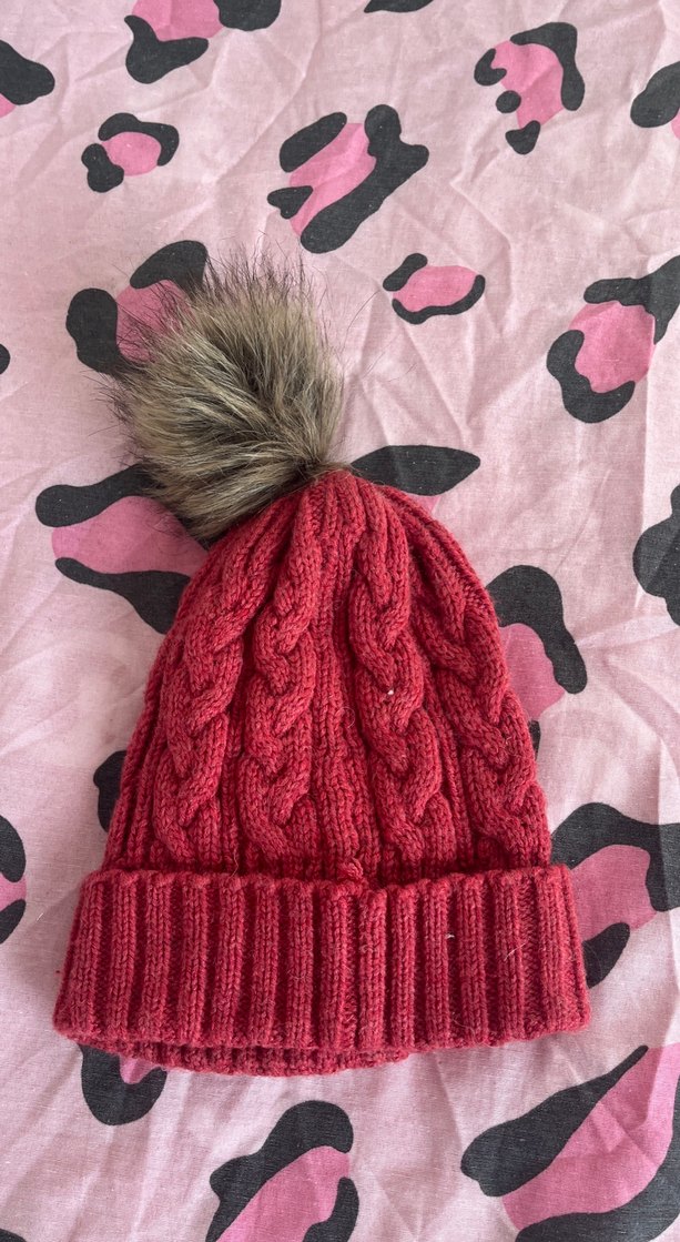 Peluş Detaylı Pembe Örgü Kadın Bere - Görsel 2