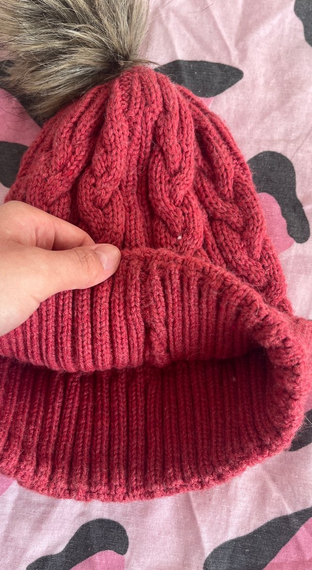 Peluş Detaylı Pembe Örgü Kadın Bere - Görsel 3