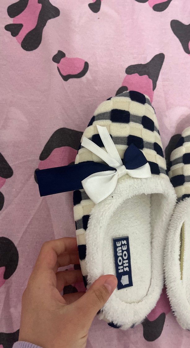 Kadın Renkli Kareli Ev Terliği Fiyonk Detaylı - Görsel 2