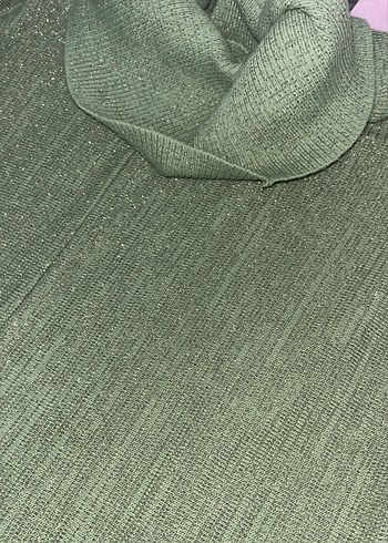 Yeşil Parlak Balıkçı Yaka Örgü Kadın Kazak - Görsel 3