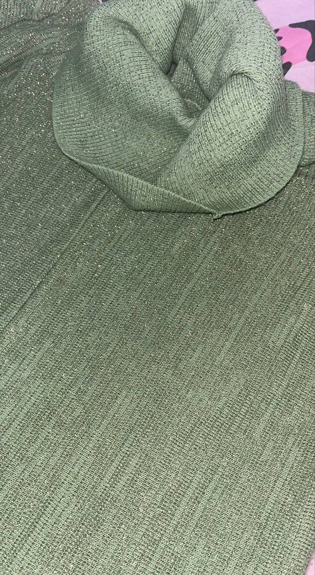 Yeşil Parlak Balıkçı Yaka Örgü Kadın Kazak - Görsel 3