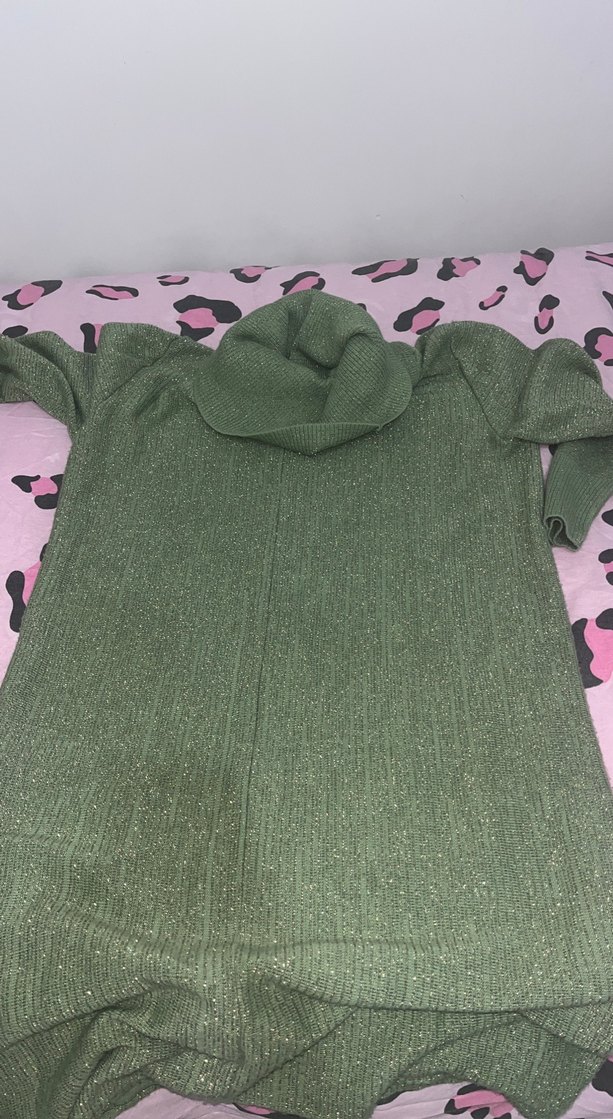 Yeşil Parlak Balıkçı Yaka Örgü Kadın Kazak - Görsel 2