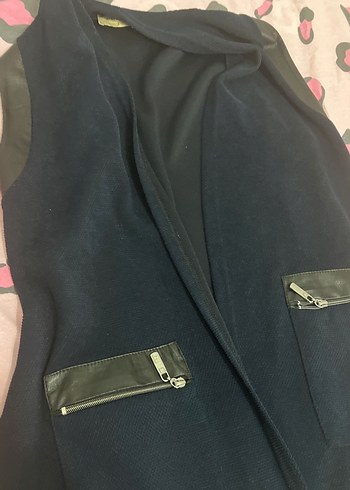 Fermuarlı lacivert Kadın Yelek - Görsel 4